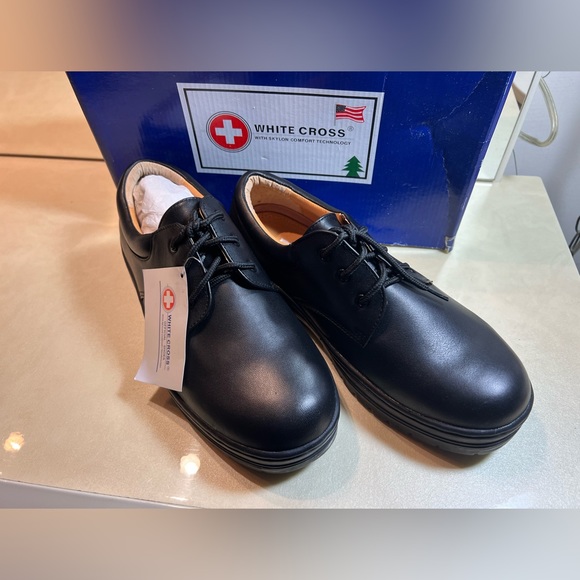 White Cross Official Eco-Friendly Comfort Work School Shoes Men’s 8 Black NEW - Picture 2 of 11